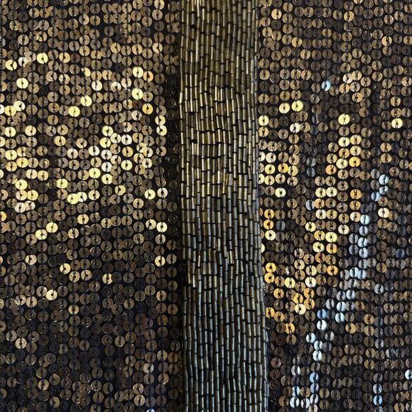 Zara Limited Edition Metallic Gold Sequin Beaded Button Up Blouse Womens Size M - Picture 6 of 15